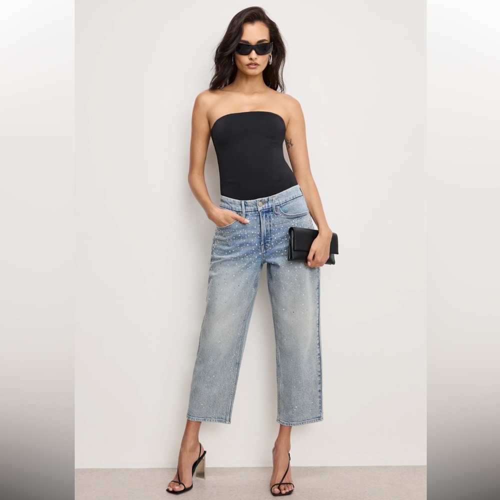 Good American Good 90s Rhinestone Jeans Crop